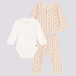 COMPLETO 3 PEZZI IN TESSUTO FELPATO LEGGERO BEBÈ