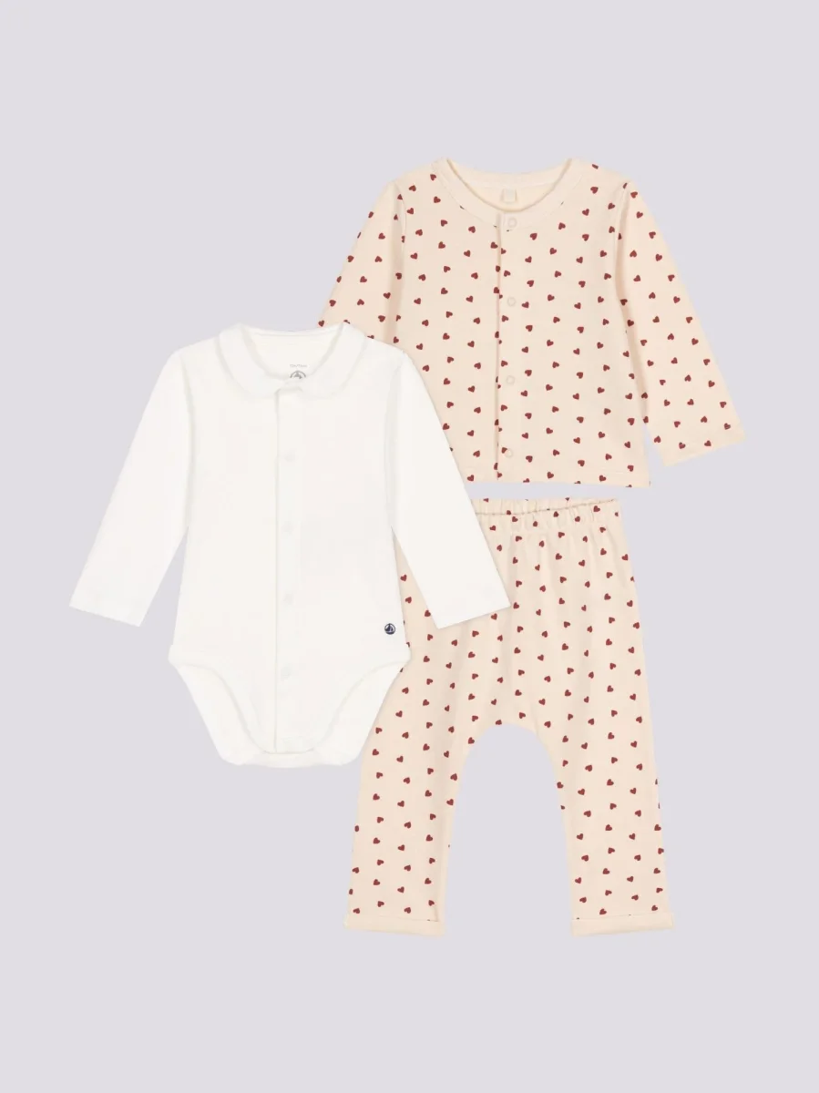 COMPLETO 3 PEZZI IN TESSUTO FELPATO LEGGERO BEBÈ