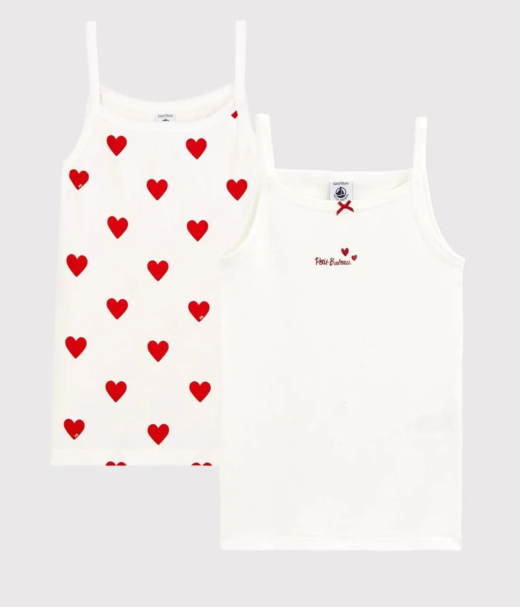 CONFEZIONE DA 2 CANOTTIERE IN COTONE MOTIVO CUORE - immagine 4