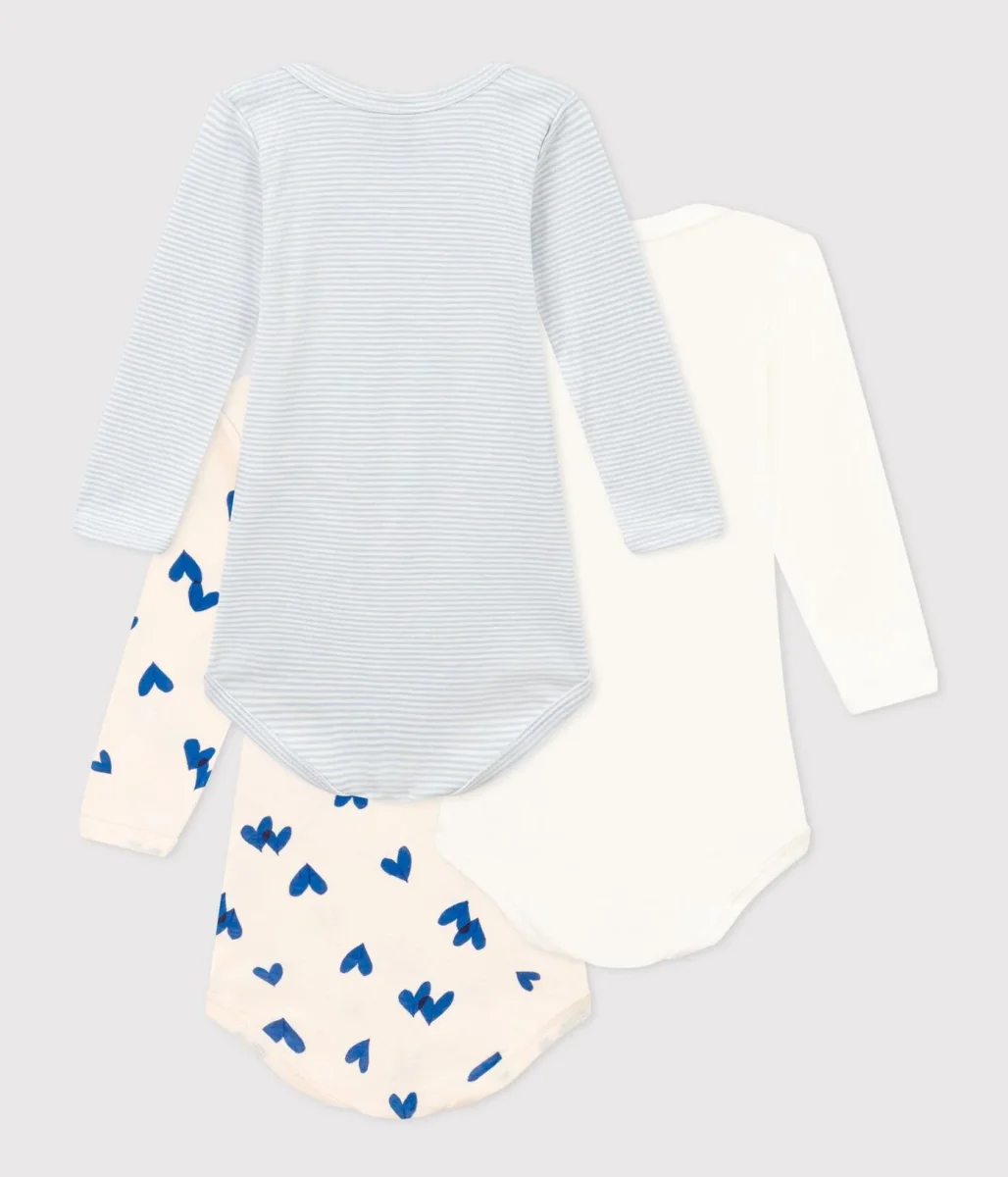 CONFEZIONE DA 3 BODY BEBÈ IN COTONE A CUORI BLU - immagine 4