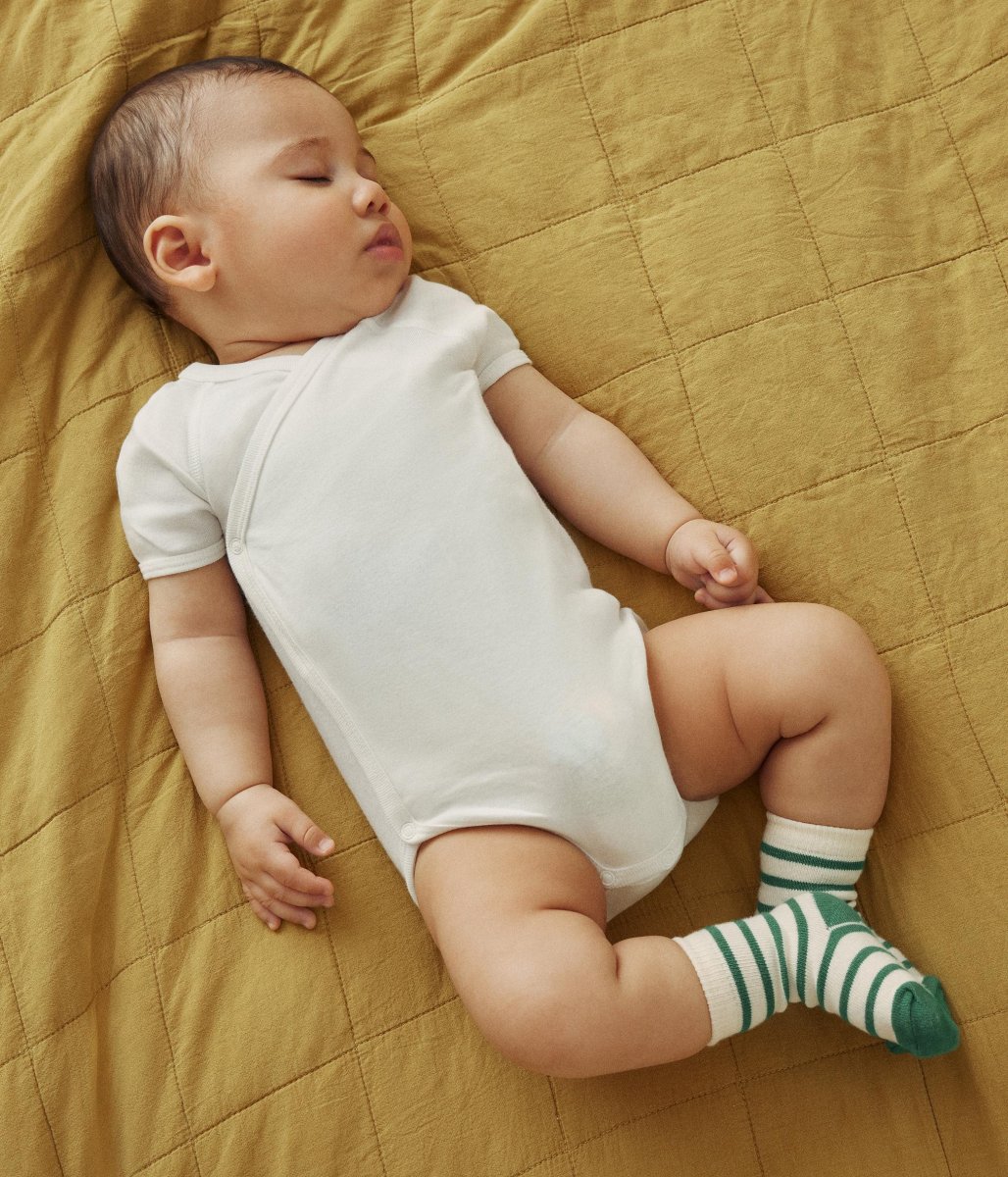 CONFEZIONE DA 3 BODY INCROCIATI A MANICHE CORTE, A RIGHE, IN COTONE, PER NEONATI - immagine 4