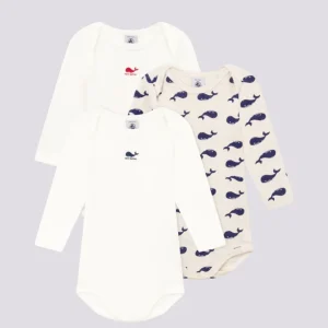 CONFEZIONE DA 3 BODY IN COTONE CON MOTIVO BALENE