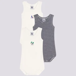 CONFEZIONE DA 3 BODY SENZA MANICHE BEBÈ IN COTONE