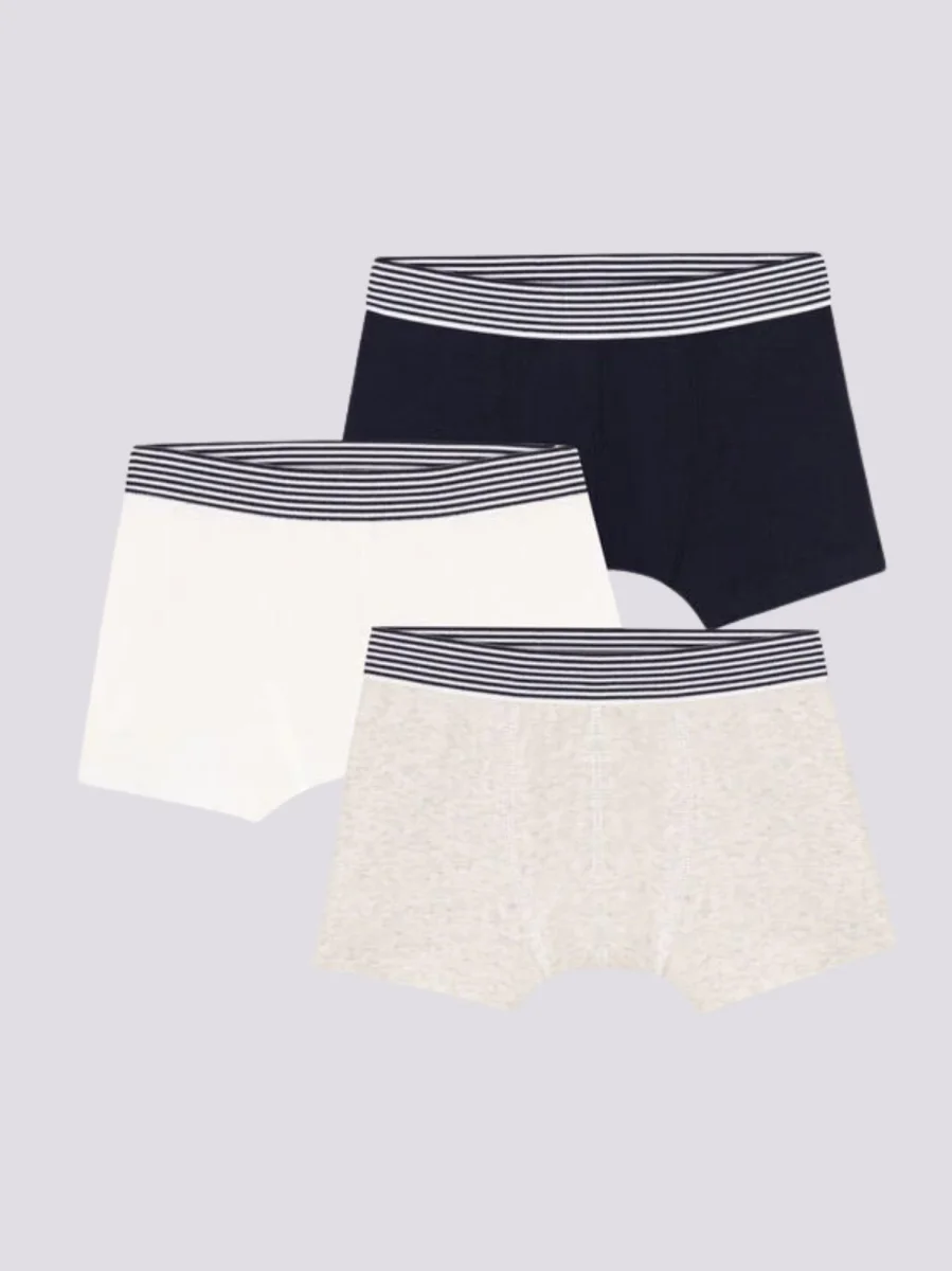 CONFEZIONE DA 3 BOXER BAMBINO IN COTONE TINTA UNITA