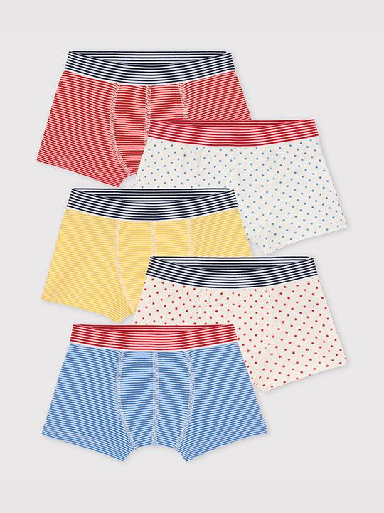 CONFEZIONE DA 5 BOXER BAMBINO IN COTONE BIOLOGICO