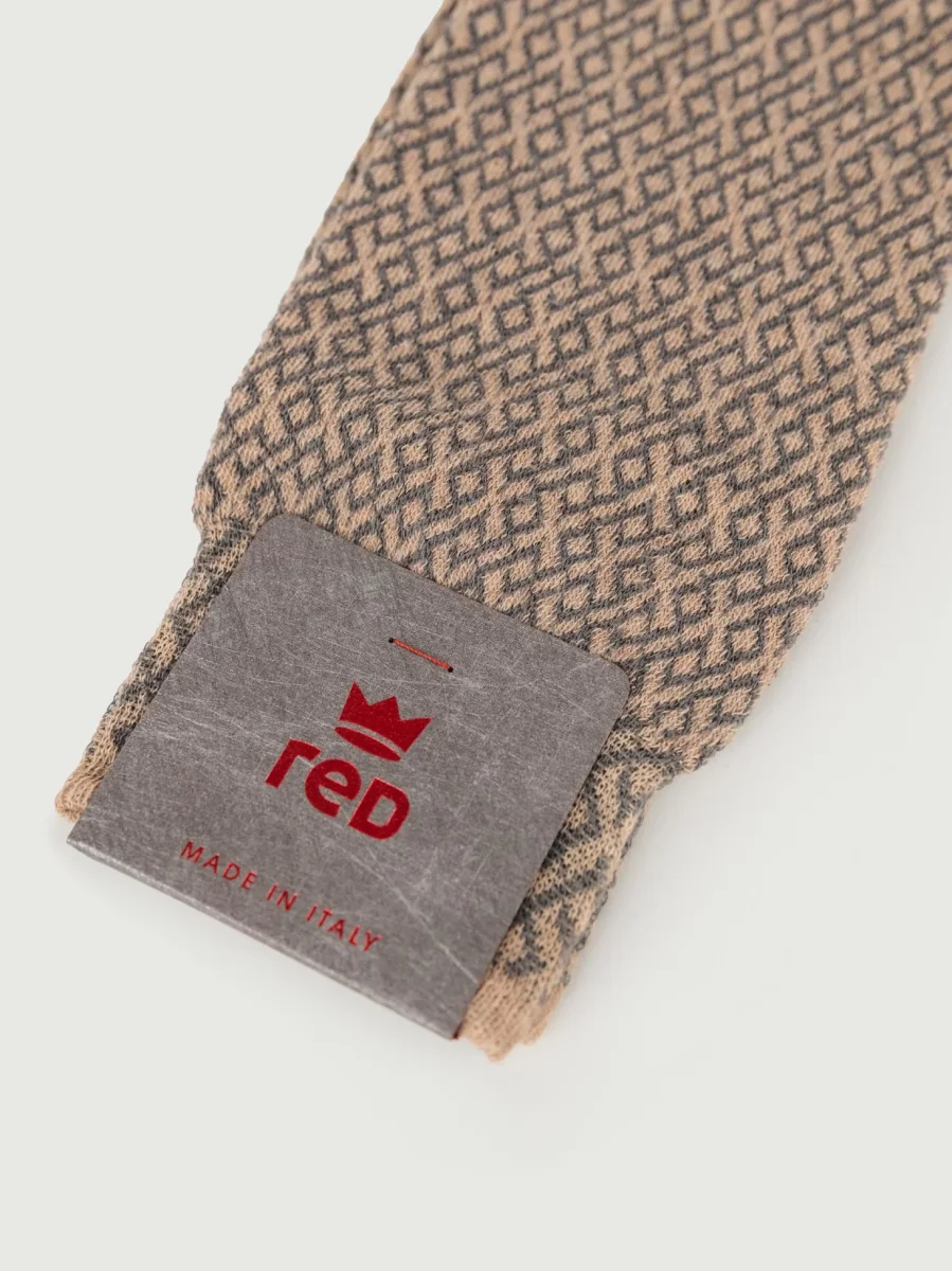 Calze beige jacquard misto cashmere - immagine 4