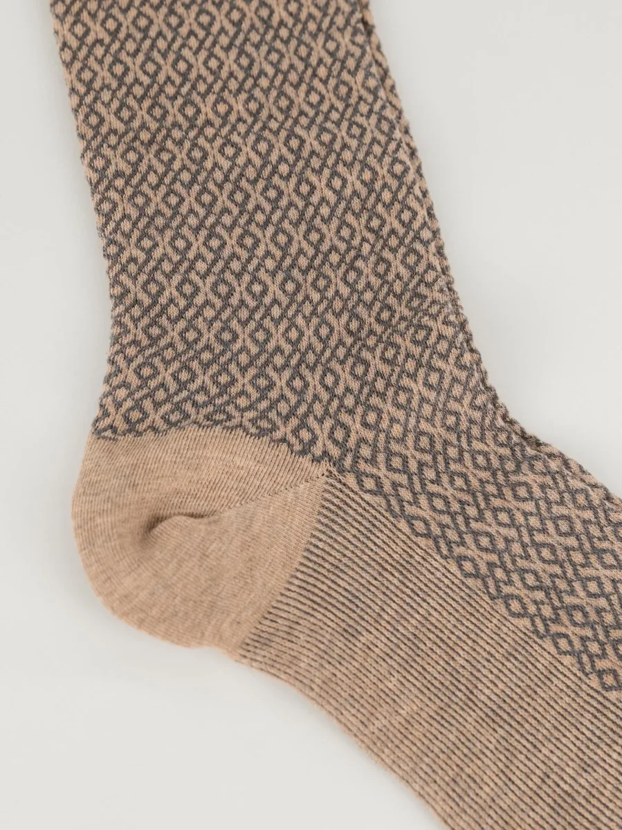 Calze beige jacquard misto cashmere - immagine 3