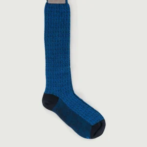 Calze blu jacquard misto cashmere