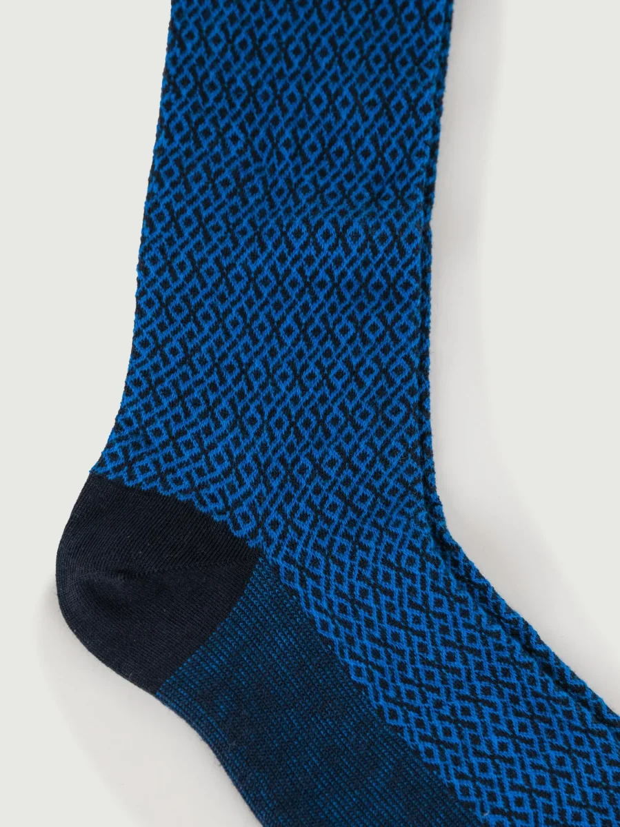 Calze blu jacquard misto cashmere - immagine 3