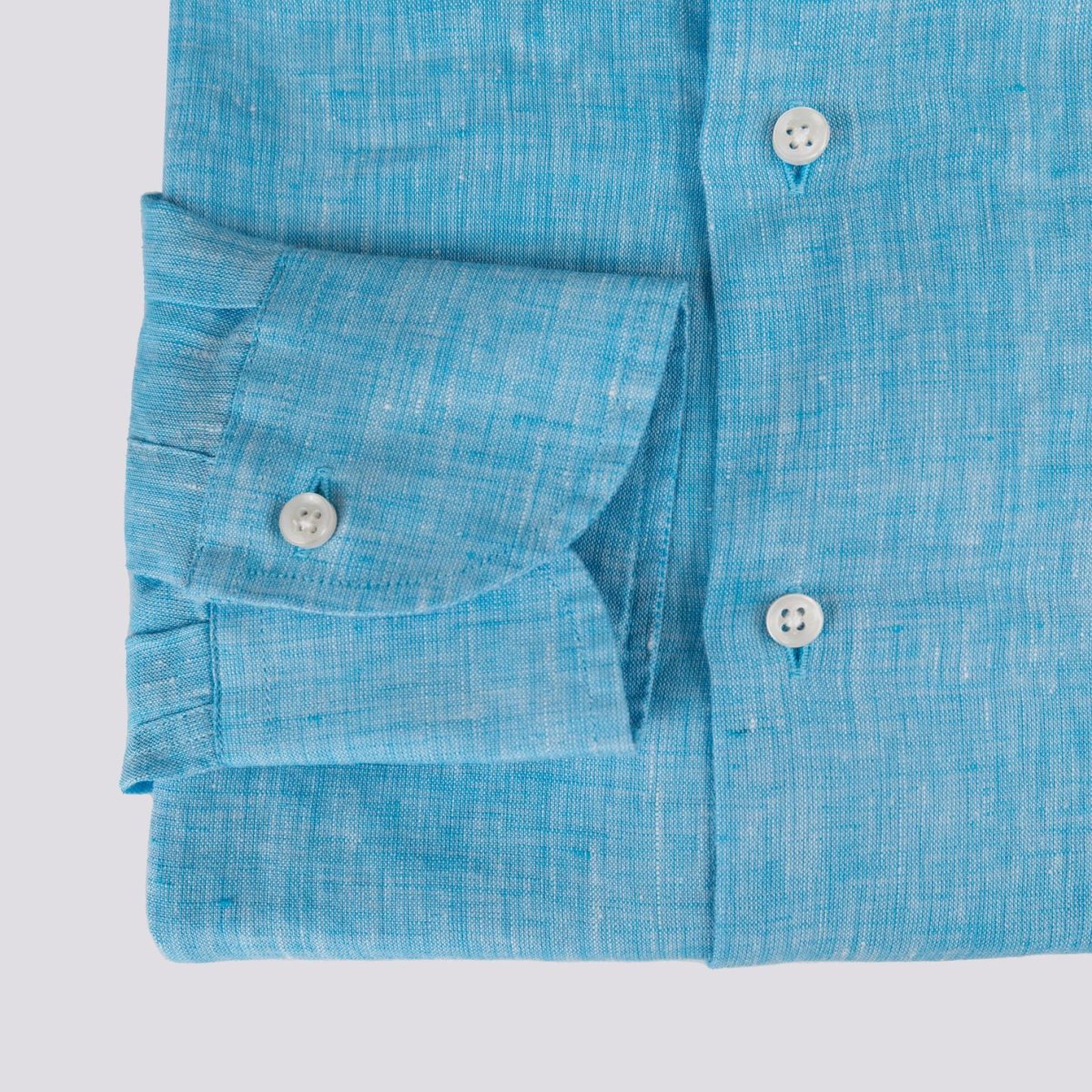 Camicia Arthur in lino tinto filo turchese - immagine 4
