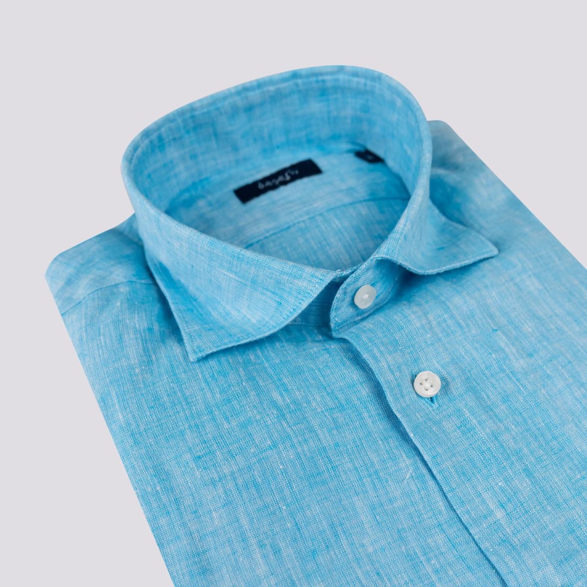 Camicia Arthur in lino tinto filo turchese - immagine 3