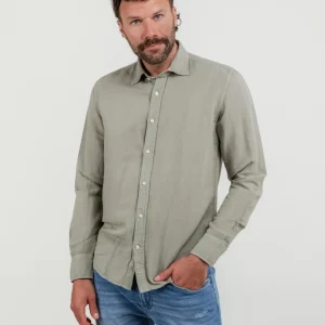 Camicia Flynn in lino E COTONE verde