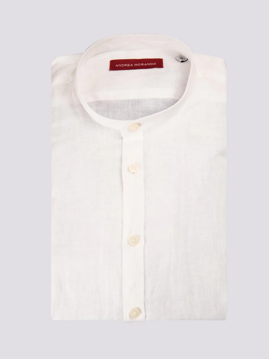 Camicia alla coreana in lino bianca