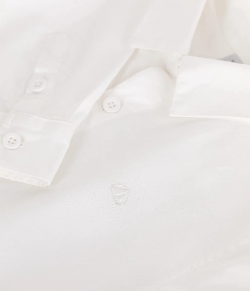 Camicia bambino a maniche lunghe in cotone tinta unita - immagine 6