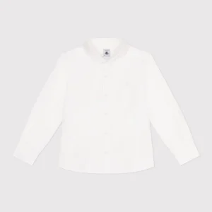 Camicia bambino a maniche lunghe in cotone tinta unita