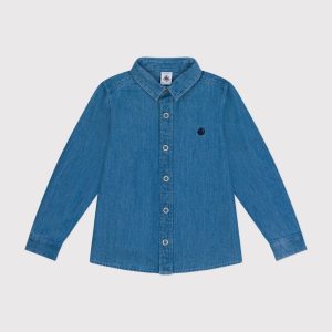 Camicia blu in denim leggero bambino