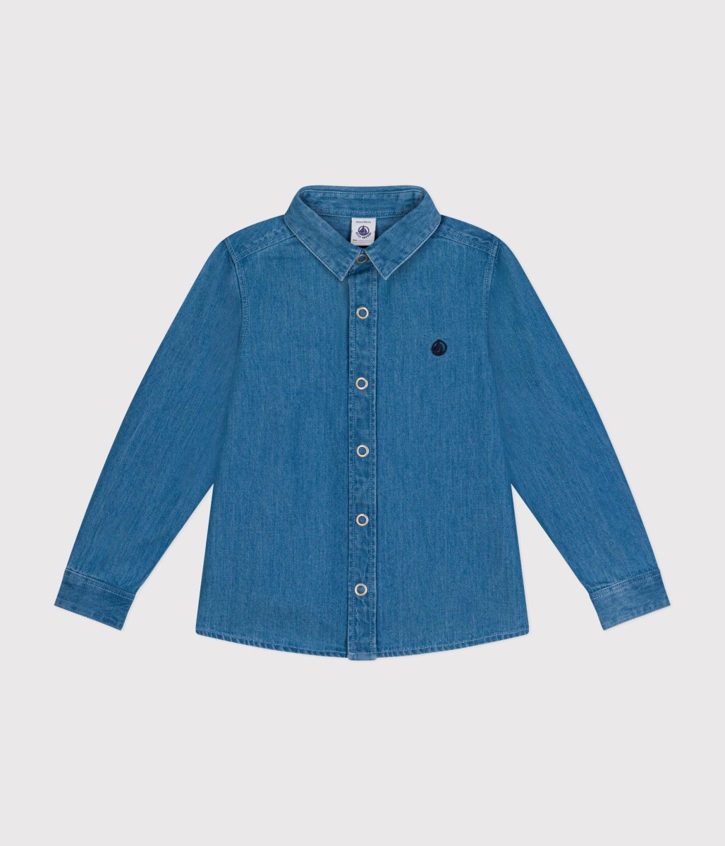 Camicia blu in denim leggero bambino