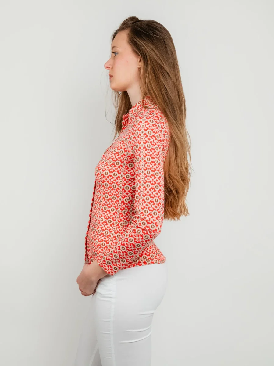 Camicia color corallo con fantasia multicolor - immagine 3