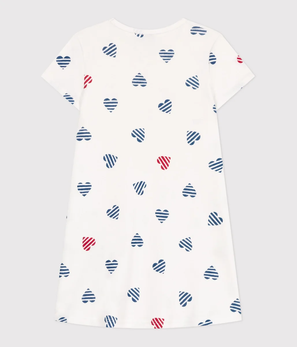 Camicia da notte in cotone con cuori stampati bambina - immagine 3