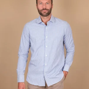Camicia in cotone a righe blu