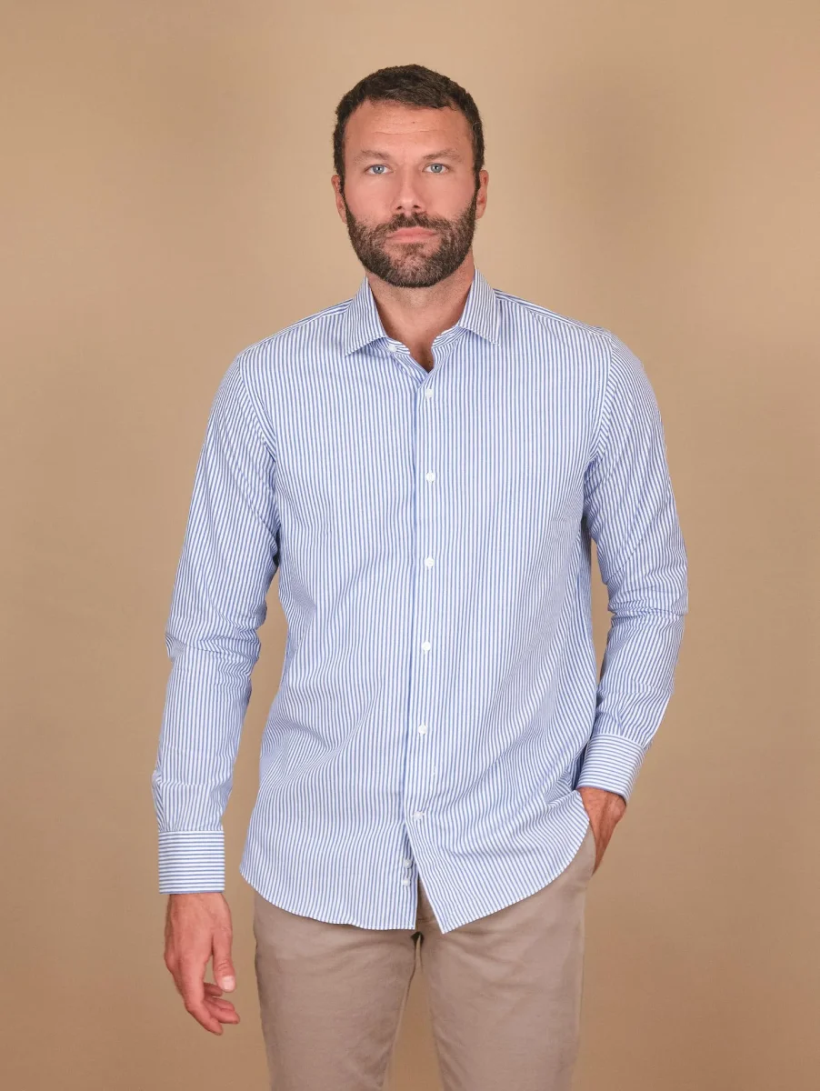 Camicia in cotone a righe blu