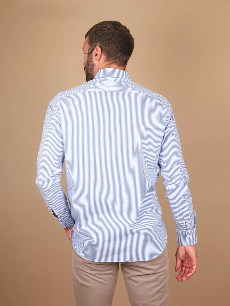 Camicia in cotone a righe blu - immagine 4