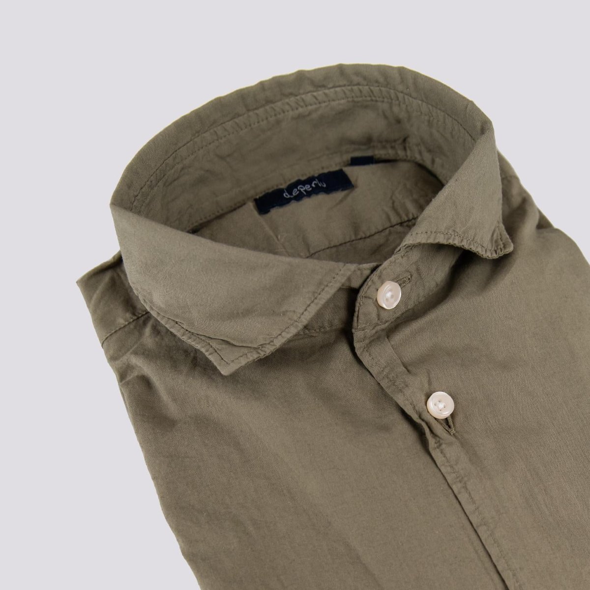 Camicia in cotone verde militare Leon - immagine 3