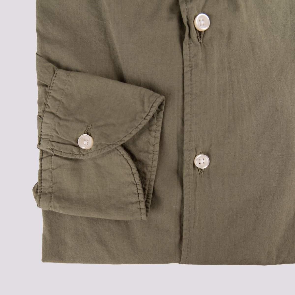 Camicia in cotone verde militare Leon - immagine 4