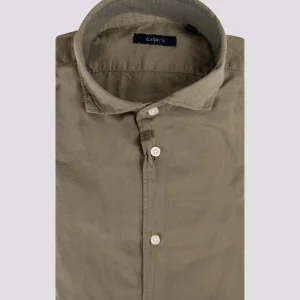 Camicia in cotone verde militare Leon