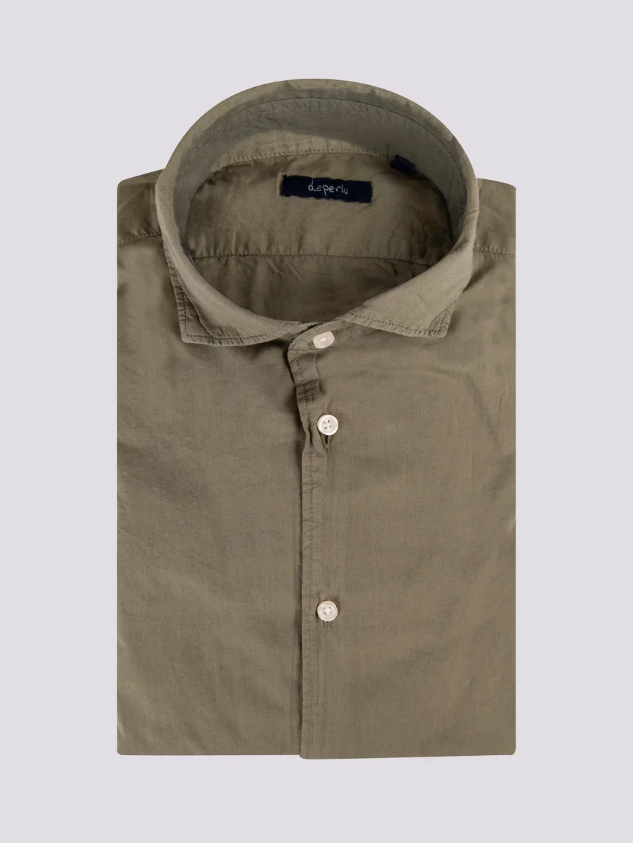 Camicia in cotone verde militare Leon