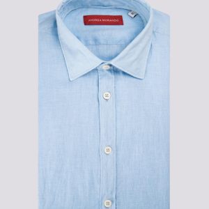 Camicia in lino azzurra