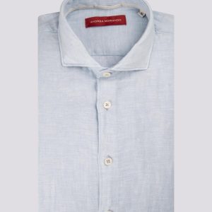 Camicia in lino azzurro chiaro