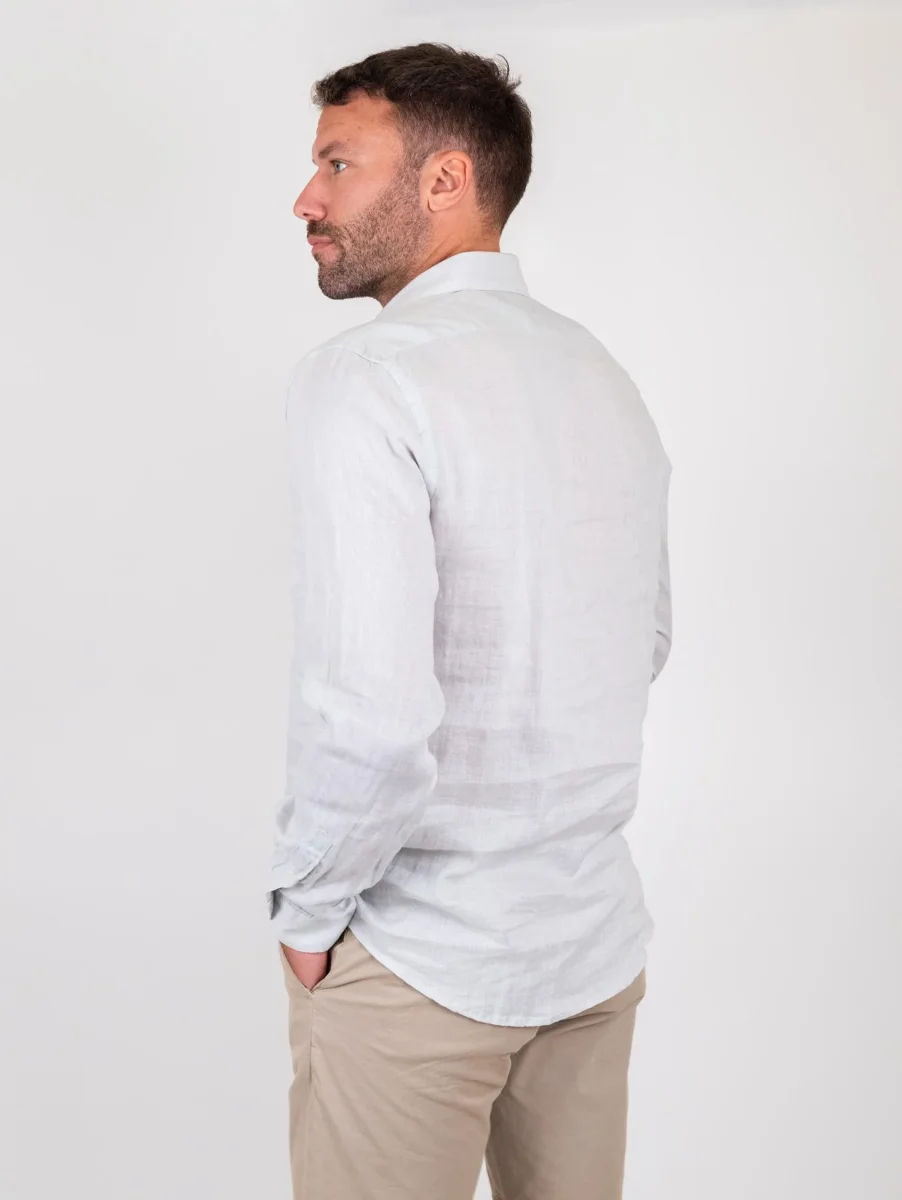 Camicia in lino grigio chiaro - immagine 7