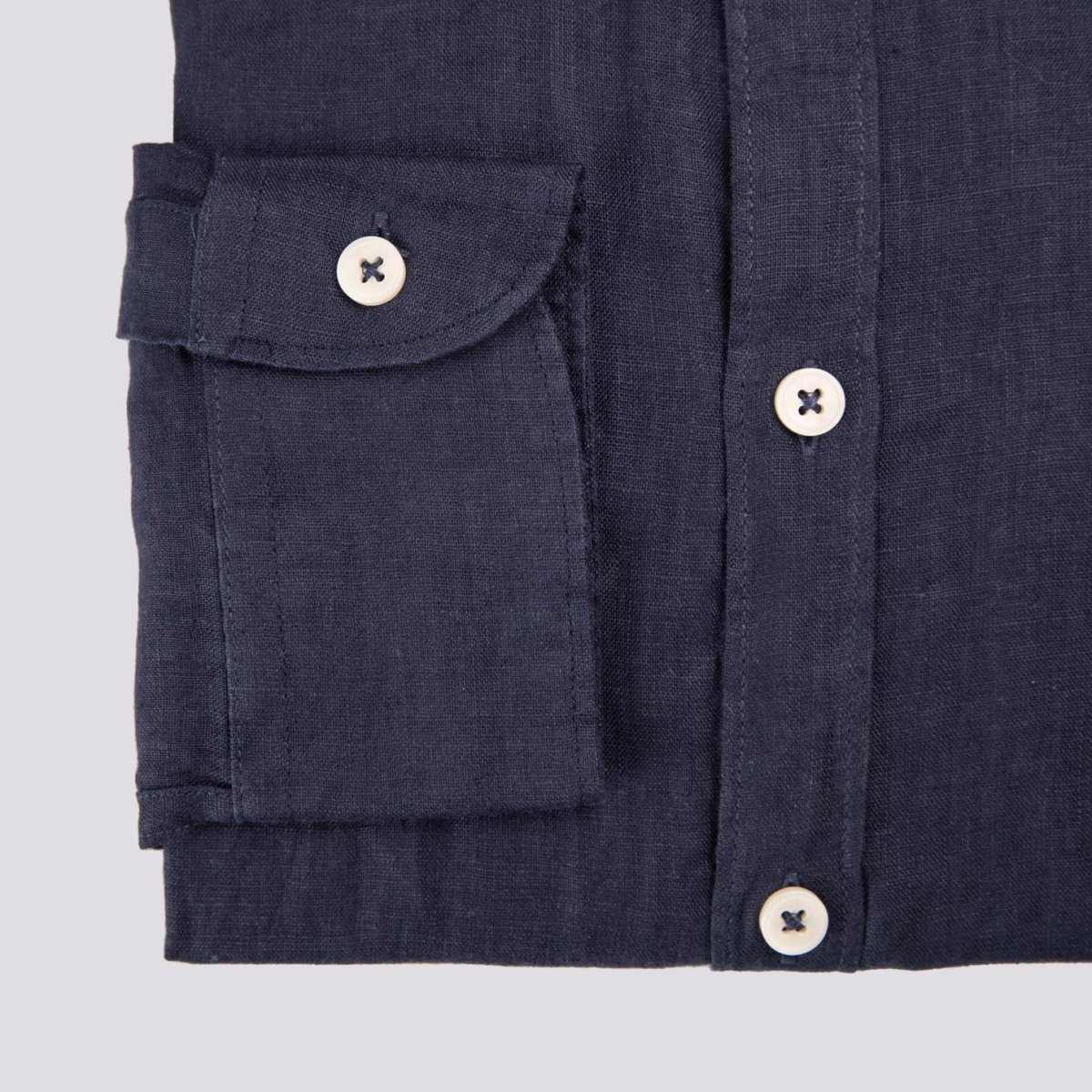 Camicia in lino tinto in capo color navy - immagine 5