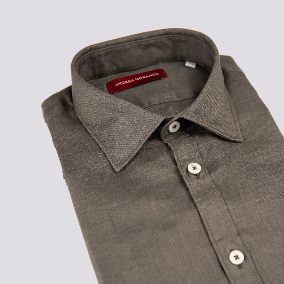 Camicia in lino verde militare - immagine 3