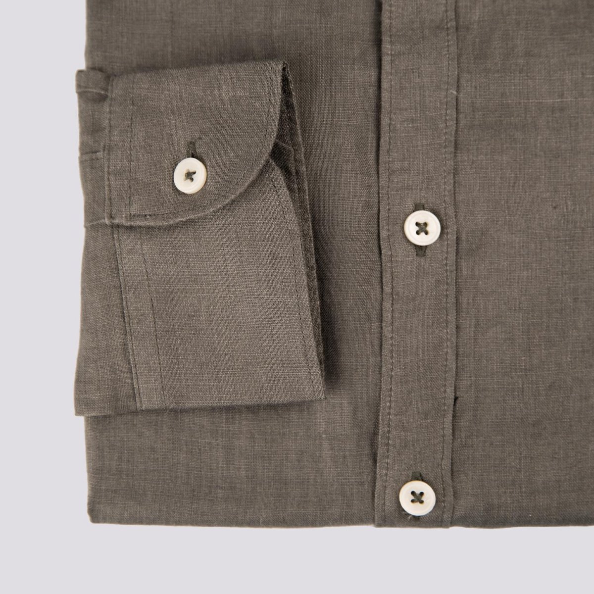 Camicia in lino verde militare - immagine 4