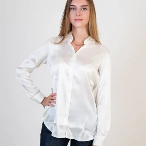 Camicia in seta elasticizzata bianca