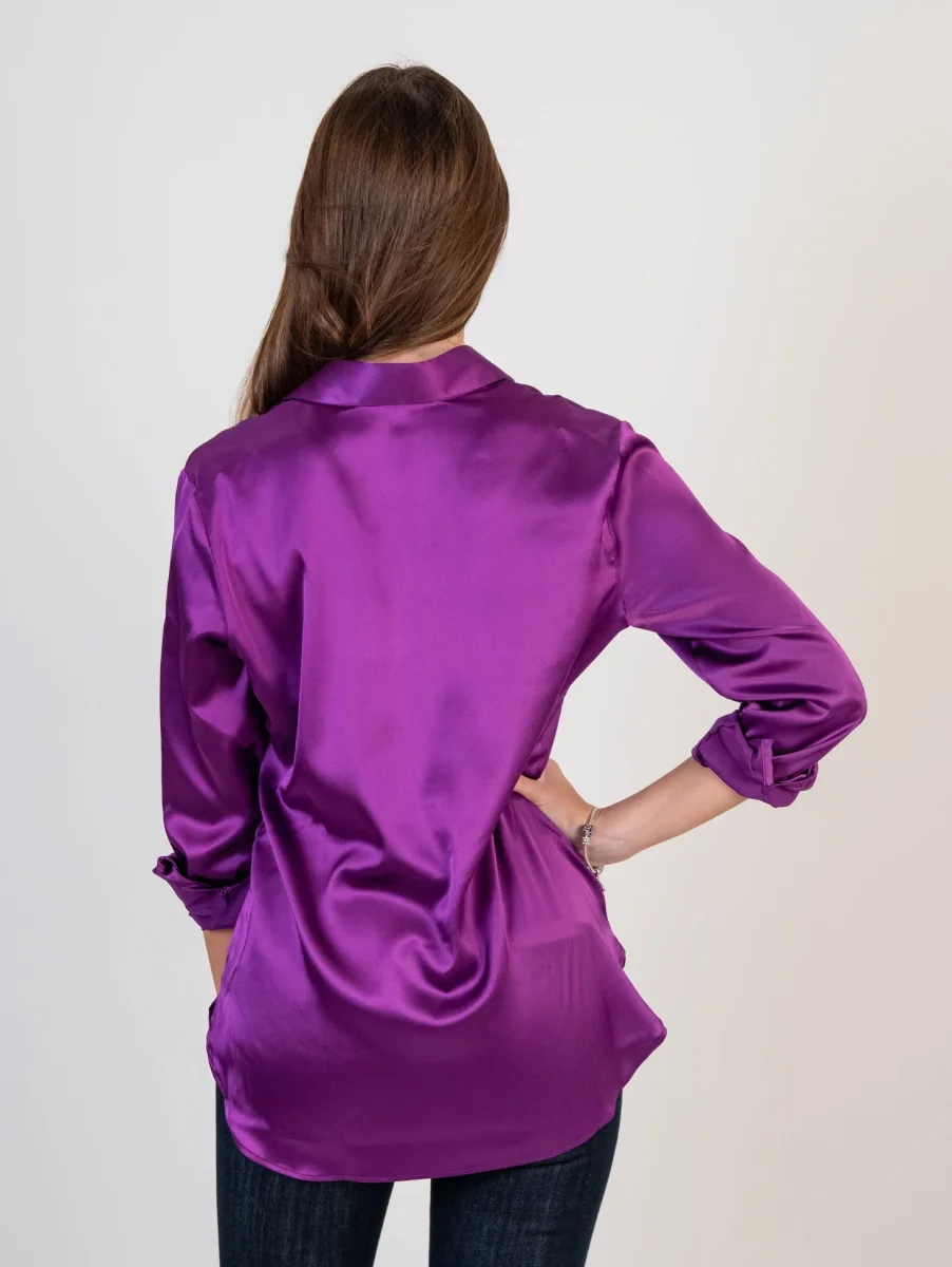 Camicia in seta elasticizzata viola - immagine 4