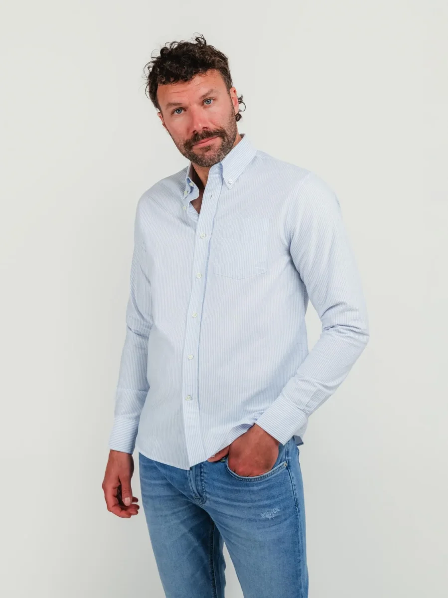 Camicia oxford Andy a righe azzurre - immagine 3