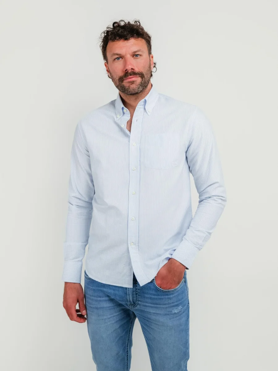 Camicia oxford Andy a righe azzurre