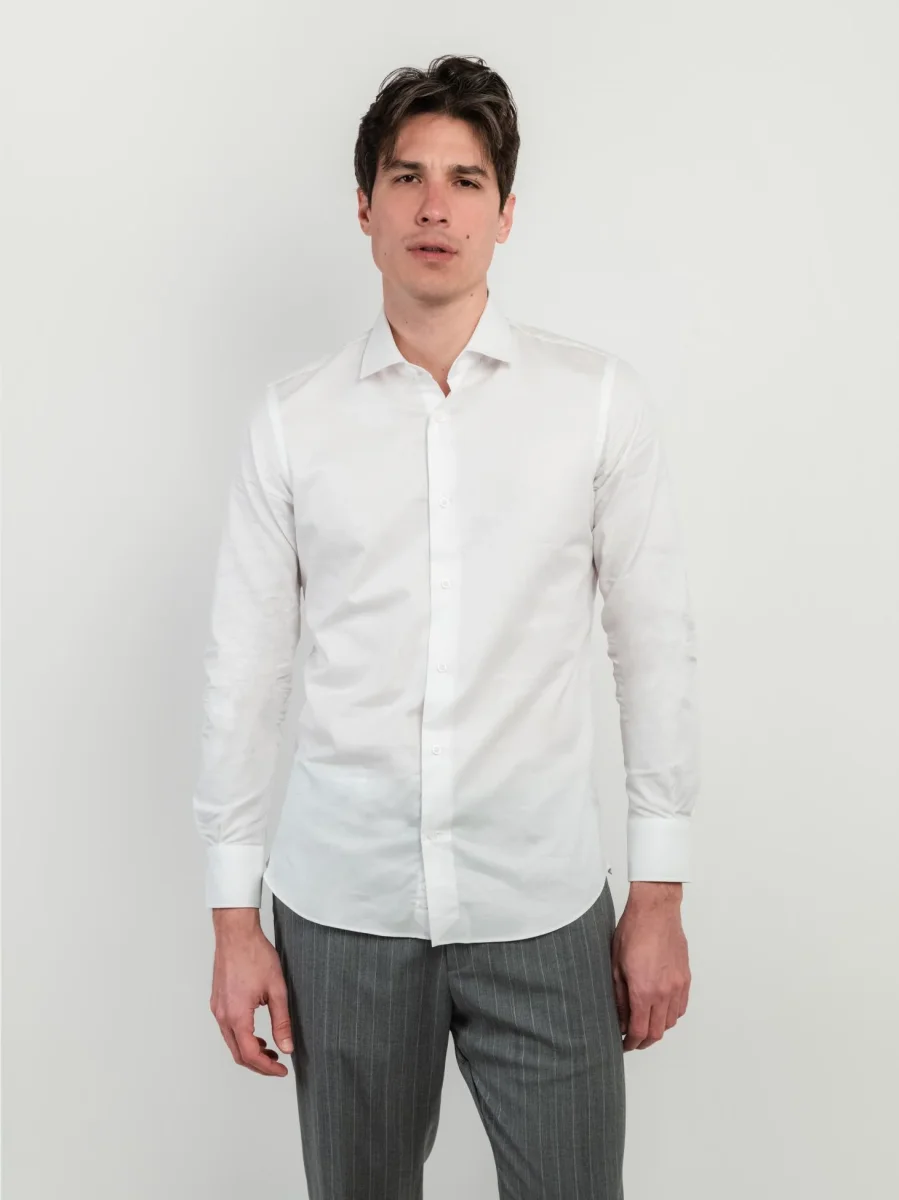 Camicia slim fit in cotone bianca con microspiga