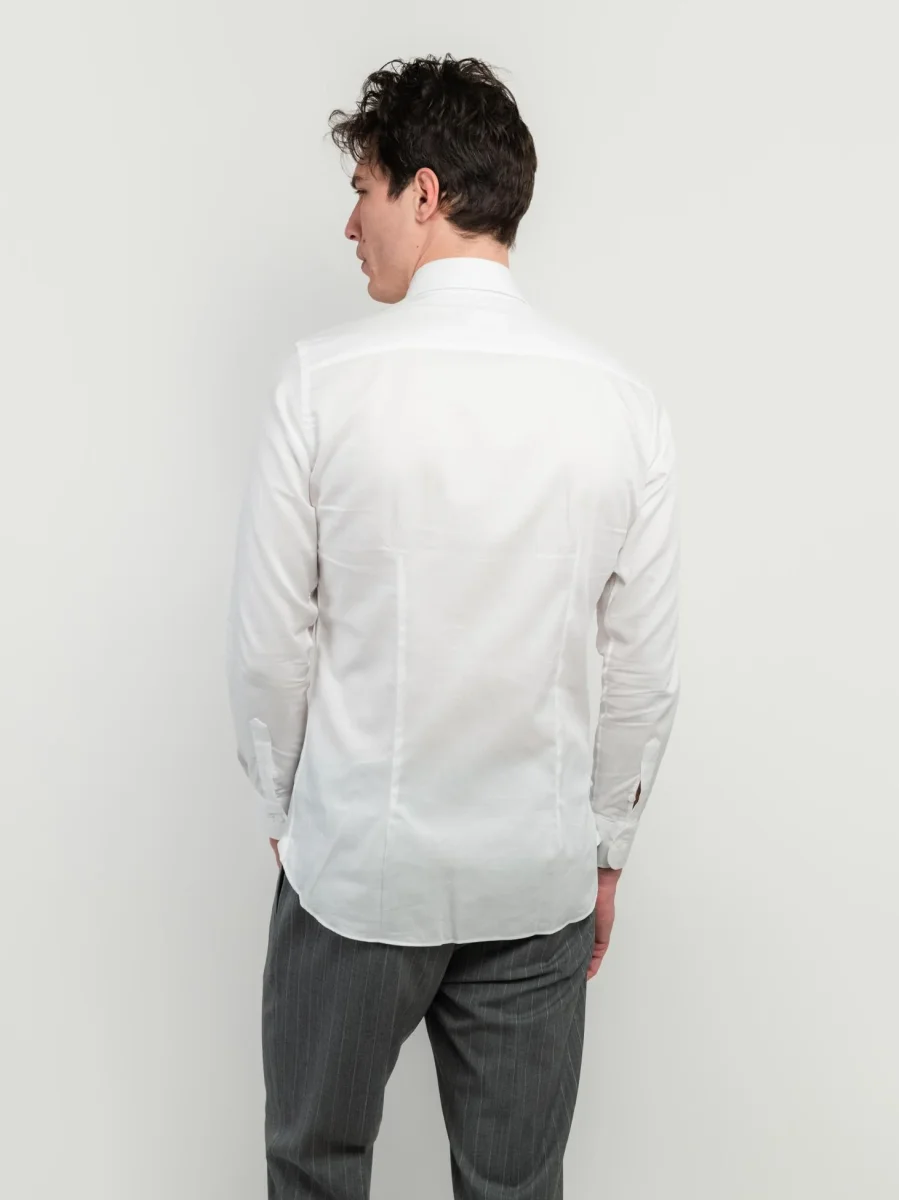 Camicia slim fit in cotone bianca con microspiga - immagine 4
