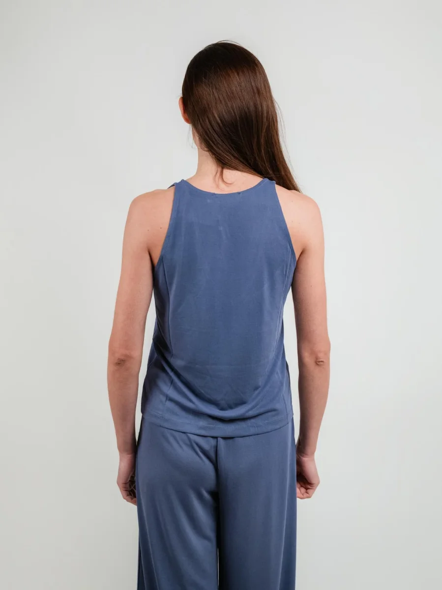 Canotta bluette con scollo a V - immagine 4