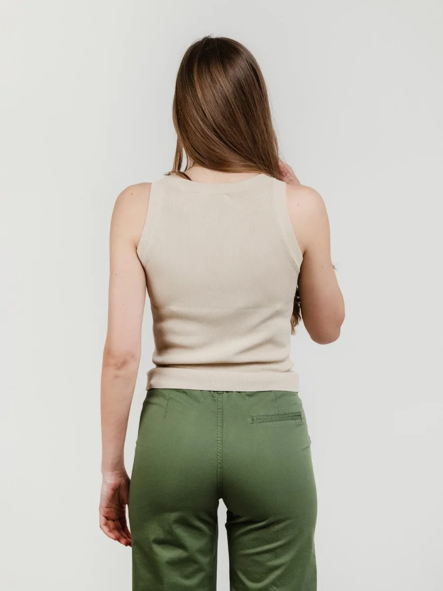 Canotta in maglia a costine beigE - immagine 4