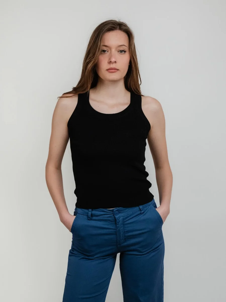 Canotta in maglia a costine nera