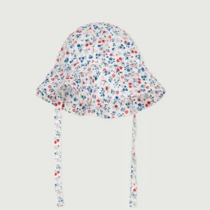 Cappellino con laccetti e stampa a fiori