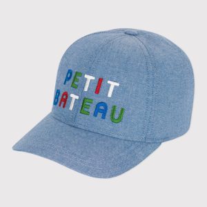 Cappellino con visiera e logo Petit Bateau in denim bambino