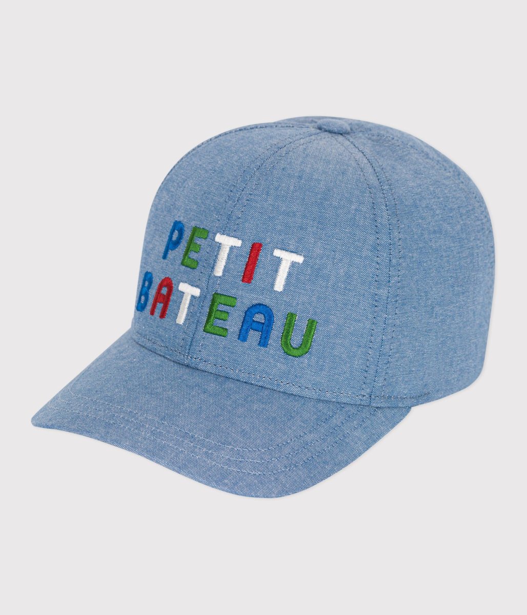Cappellino con visiera e logo Petit Bateau in denim bambino