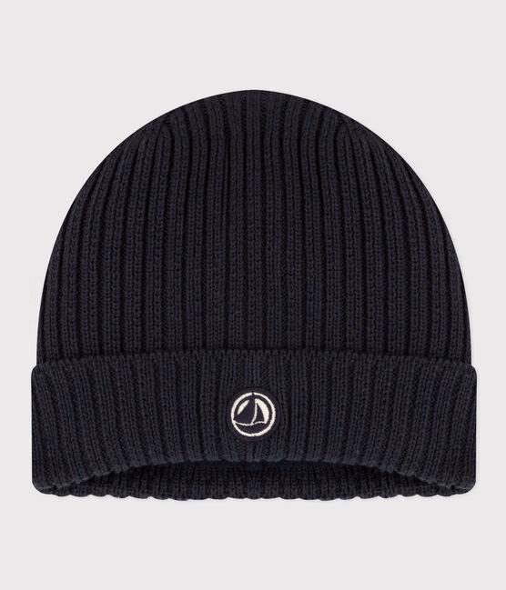 Cappello in maglia foderata in pile blu