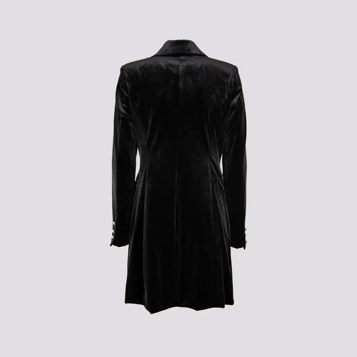 Cappottino doppiopetto in velluto nero - immagine 3